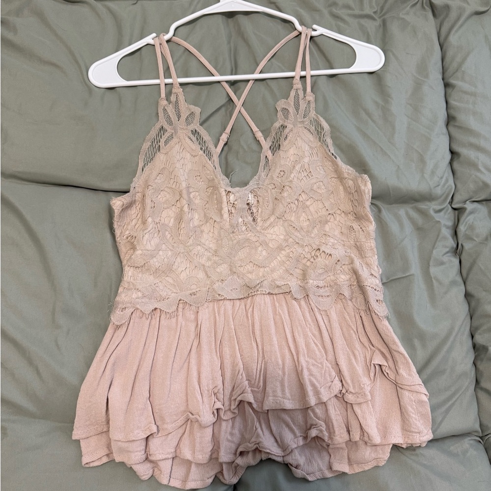 Lace and Ruffle Tank Top